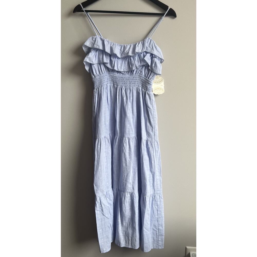 Altard State Midi Dress Ruffle Airy Feminine Summer Bridal Shower Blue NWT XS